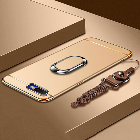 Coque Bumper Luxe Metal et Plastique Etui Housse avec Support Bague Anneau T02 pour Oppo R15X Or