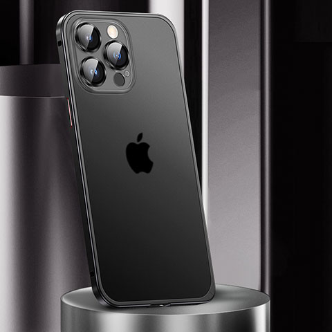 Coque Bumper Luxe Metal et Plastique Etui Housse JL2 pour Apple iPhone 14 Pro Max Noir