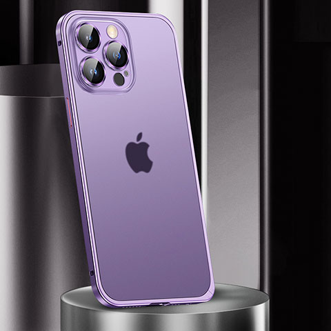 Coque Bumper Luxe Metal et Plastique Etui Housse JL2 pour Apple iPhone 14 Pro Max Violet