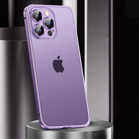 Coque Bumper Luxe Metal et Plastique Etui Housse JL2 pour Apple iPhone 14 Pro Violet