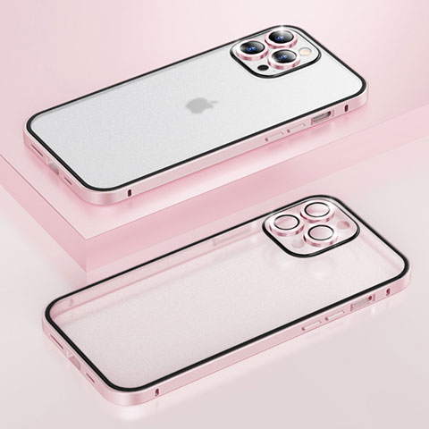 Coque Bumper Luxe Metal et Plastique Etui Housse LF3 pour Apple iPhone 14 Pro Max Or Rose