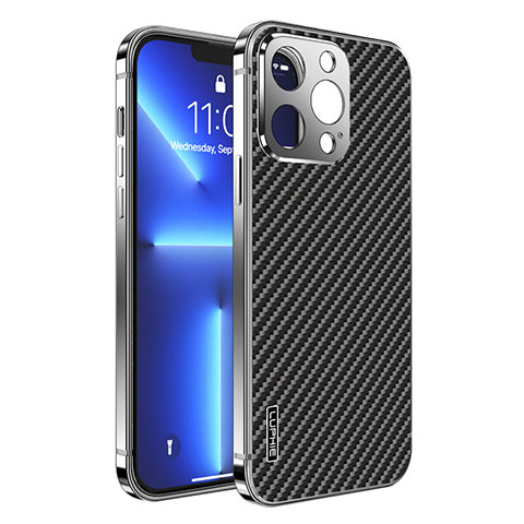 Coque Bumper Luxe Metal et Plastique Etui Housse LF6 pour Apple iPhone 13 Pro Max Noir