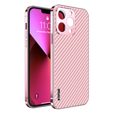 Coque Bumper Luxe Metal et Plastique Etui Housse LF6 pour Apple iPhone 13 Pro Max Or Rose