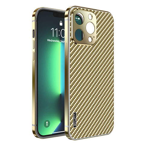 Coque Bumper Luxe Metal et Plastique Etui Housse LF6 pour Apple iPhone 13 Pro Or