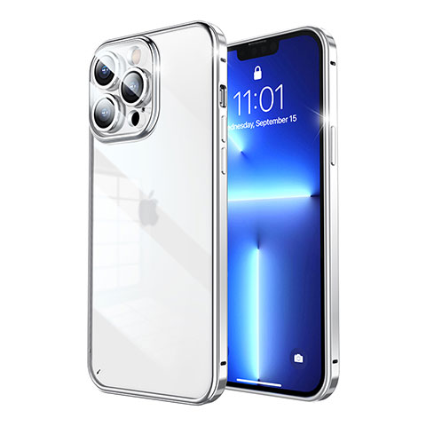 Coque Bumper Luxe Metal et Plastique Etui Housse LF7 pour Apple iPhone 13 Pro Argent