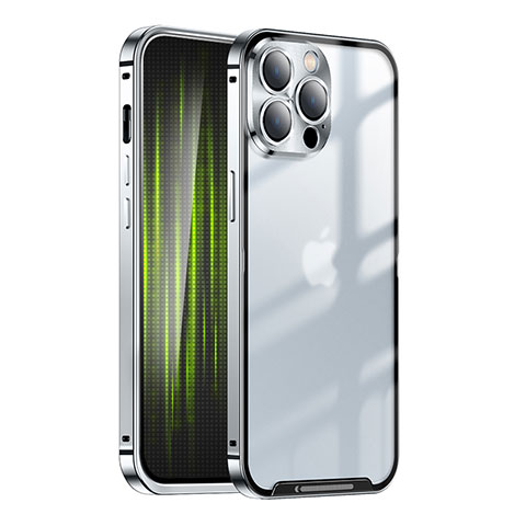 Coque Bumper Luxe Metal et Plastique Etui Housse LK1 pour Apple iPhone 13 Pro Max Argent