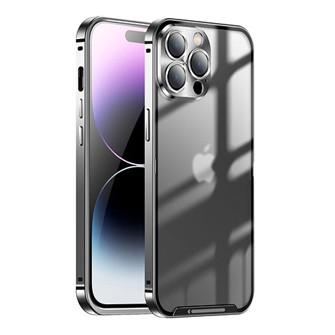 Coque Bumper Luxe Metal et Plastique Etui Housse LO1 pour Apple iPhone 14 Pro Max Noir