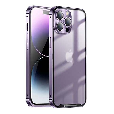 Coque Bumper Luxe Metal et Plastique Etui Housse LO1 pour Apple iPhone 14 Pro Max Violet