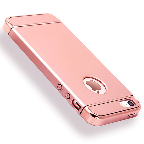 Coque Bumper Luxe Metal et Plastique Etui Housse M01 pour Apple iPhone 5 Or Rose