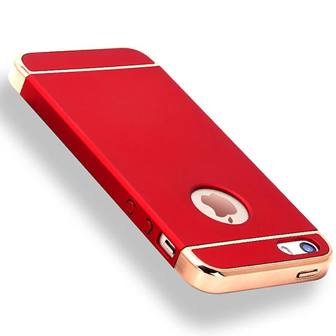 Coque Bumper Luxe Metal et Plastique Etui Housse M01 pour Apple iPhone SE Rouge