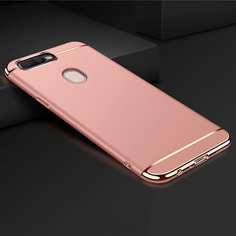 Coque Bumper Luxe Metal et Plastique Etui Housse M01 pour Oppo A7 Or Rose