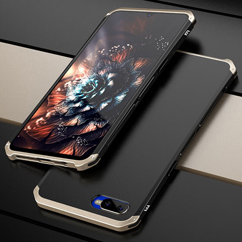 Coque Bumper Luxe Metal et Plastique Etui Housse M01 pour Oppo K1 Or et Noir