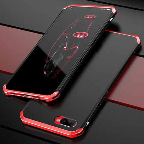 Coque Bumper Luxe Metal et Plastique Etui Housse M01 pour Oppo K1 Rouge et Noir