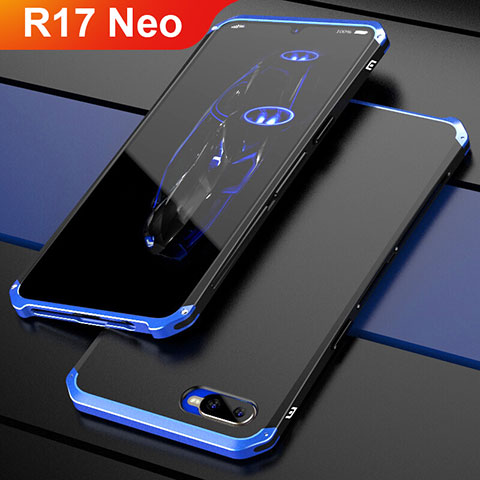 Coque Bumper Luxe Metal et Plastique Etui Housse M01 pour Oppo R17 Neo Bleu et Noir