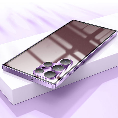 Coque Bumper Luxe Metal et Plastique Etui Housse M01 pour Samsung Galaxy S23 Ultra 5G Violet
