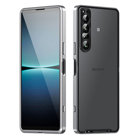 Coque Bumper Luxe Metal et Plastique Etui Housse pour Sony Xperia 1 IV Argent