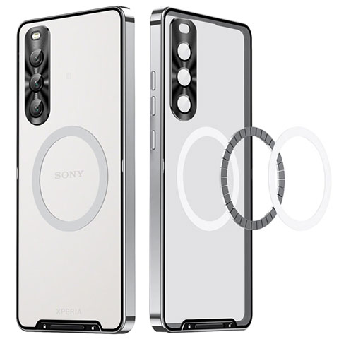 Coque Bumper Luxe Metal et Plastique Etui Housse pour Sony Xperia 10 V Argent