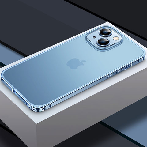 Coque Bumper Luxe Metal et Plastique Etui Housse QC3 pour Apple iPhone 13 Bleu