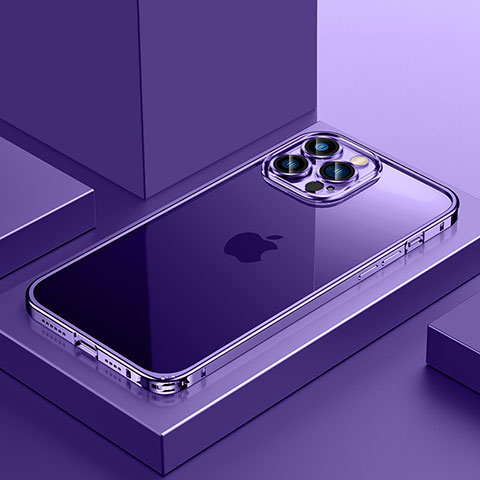 Coque Bumper Luxe Metal et Plastique Etui Housse QC4 pour Apple iPhone 14 Pro Max Violet