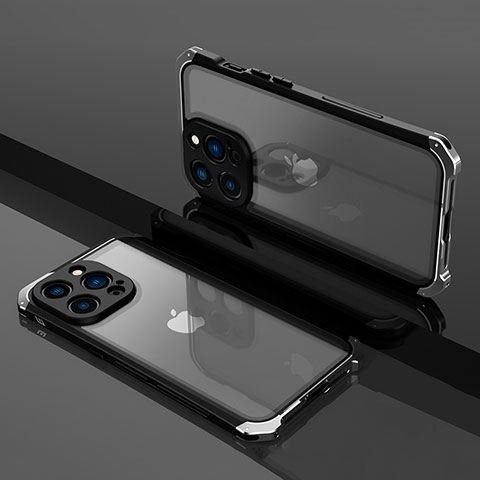 Coque Bumper Luxe Metal et Plastique Etui Housse SQ1 pour Apple iPhone 14 Pro Max Argent