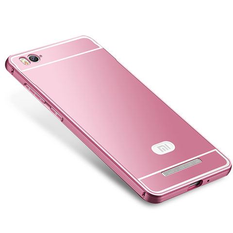 Coque Bumper Luxe Metal et Silicone Etui Housse M01 pour Xiaomi Mi 4i Rose