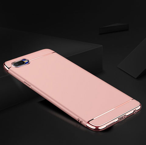 Coque Bumper Luxe Metal et Silicone Etui Housse M02 pour Oppo R15X Or Rose