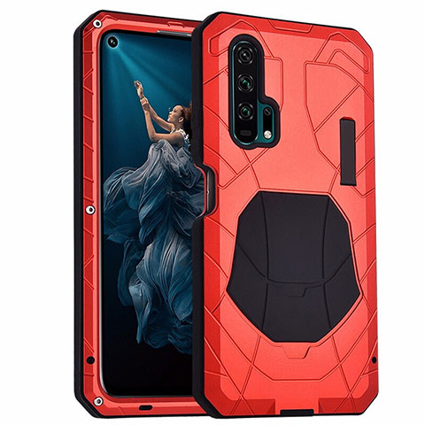 Coque Bumper Luxe Metal et Silicone Etui Housse T01 pour Huawei Honor 20 Pro Rouge