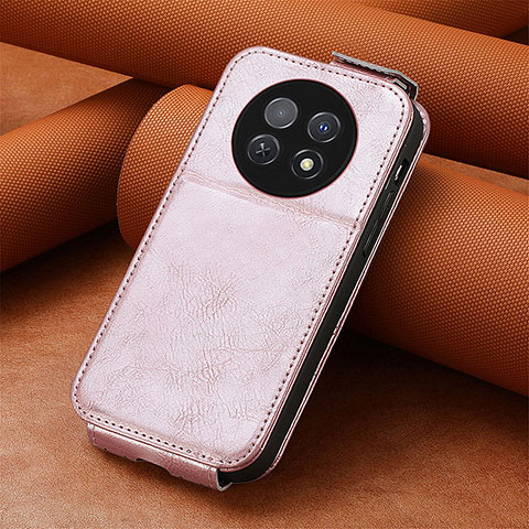 Coque Clapet Portefeuille Cuir S01D pour Huawei Nova Y91 Or Rose