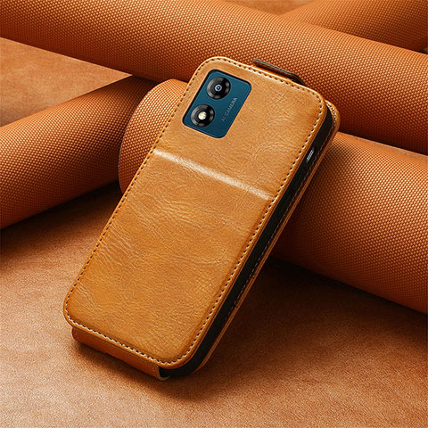 Coque Clapet Portefeuille Cuir S01D pour Motorola Moto E13 Marron