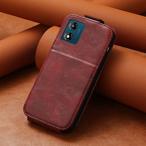 Coque Clapet Portefeuille Cuir S01D pour Motorola Moto E13 Rouge