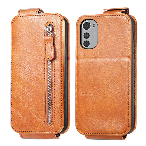 Coque Clapet Portefeuille Cuir S01D pour Motorola Moto E32 Marron