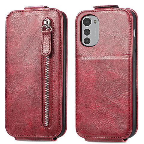 Coque Clapet Portefeuille Cuir S01D pour Motorola Moto E32s Rouge