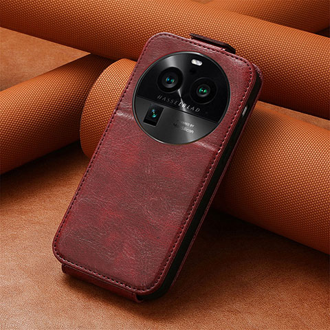 Coque Clapet Portefeuille Cuir S01D pour Oppo Find X6 5G Rouge