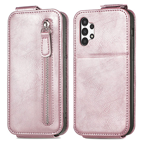 Coque Clapet Portefeuille Cuir S01D pour Samsung Galaxy A13 4G Or Rose