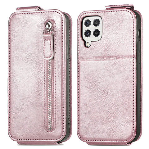 Coque Clapet Portefeuille Cuir S01D pour Samsung Galaxy A22 4G Or Rose