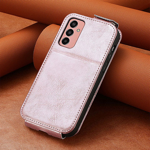 Coque Clapet Portefeuille Cuir S01D pour Samsung Galaxy M13 4G Or Rose