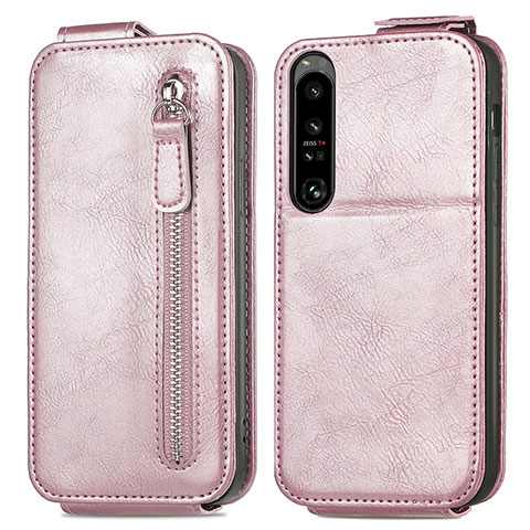 Coque Clapet Portefeuille Cuir S01D pour Sony Xperia 1 IV Or Rose