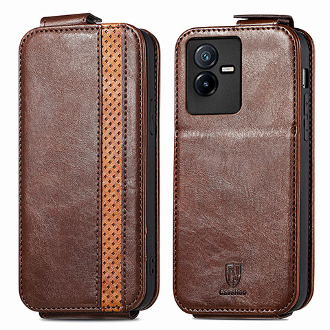 Coque Clapet Portefeuille Cuir S01D pour Vivo T2x 5G Marron