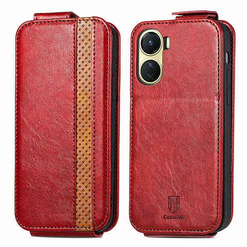 Coque Clapet Portefeuille Cuir S01D pour Vivo Y16 Rouge