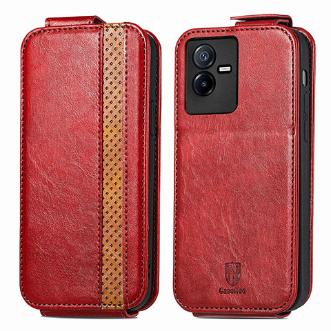 Coque Clapet Portefeuille Cuir S01D pour Vivo Y73t Rouge