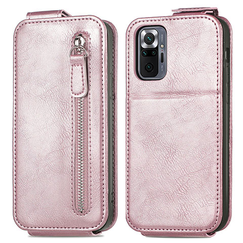 Coque Clapet Portefeuille Cuir S01D pour Xiaomi Redmi Note 10 Pro 4G Or Rose