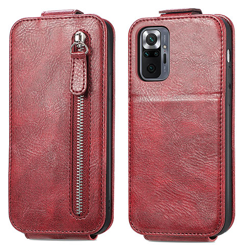 Coque Clapet Portefeuille Cuir S01D pour Xiaomi Redmi Note 10 Pro 4G Rouge