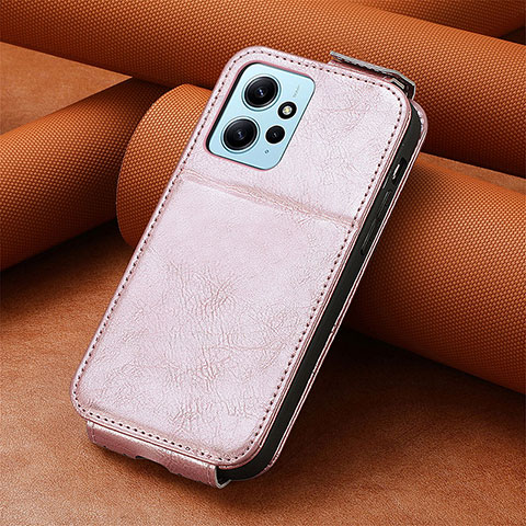 Coque Clapet Portefeuille Cuir S01D pour Xiaomi Redmi Note 12 4G Or Rose