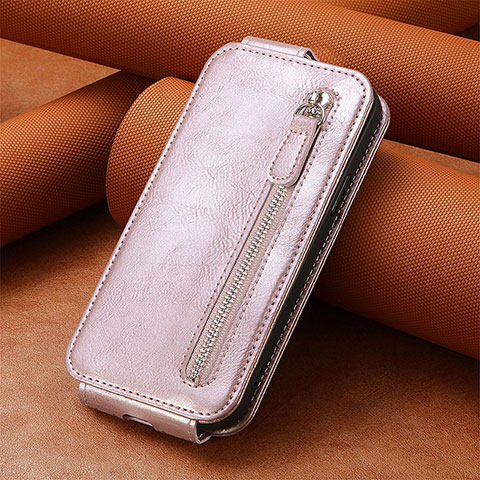 Coque Clapet Portefeuille Cuir S01D pour Xiaomi Redmi Note 12 Pro 4G Or Rose