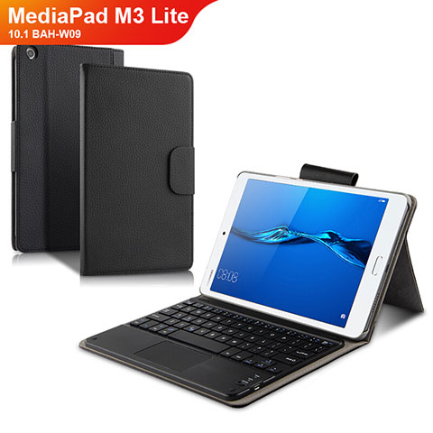 Coque Clapet Portefeuille Livre Cuir avec Clavier L02 pour Huawei MediaPad M3 Lite 10.1 BAH-W09 Noir