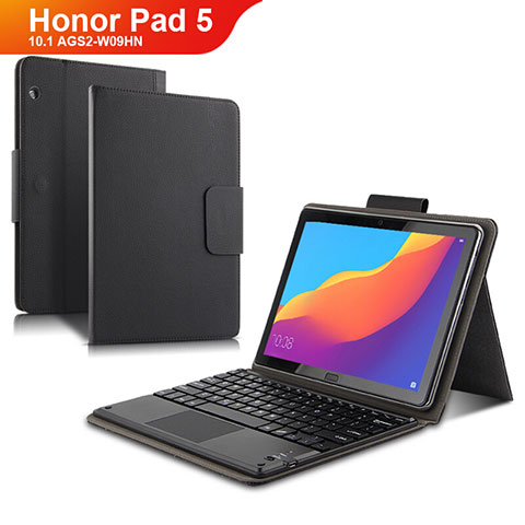 Coque Clapet Portefeuille Livre Cuir avec Clavier pour Huawei Honor Pad 5 10.1 AGS2-W09HN AGS2-AL00HN Noir