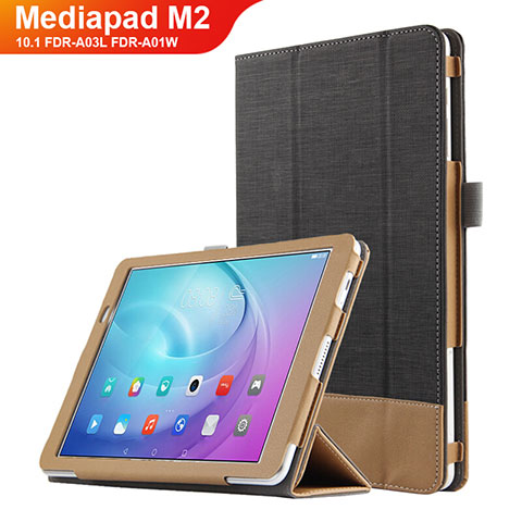 Coque Clapet Portefeuille Livre Cuir L01 pour Huawei MediaPad M2 10.1 FDR-A03L FDR-A01W Noir