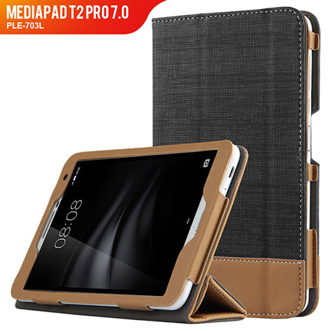 Coque Clapet Portefeuille Livre Cuir L01 pour Huawei MediaPad T2 Pro 7.0 PLE-703L Noir