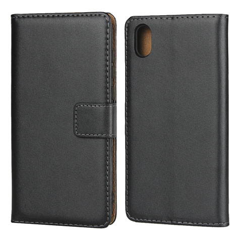 Coque Clapet Portefeuille Livre Cuir L01 pour Huawei Y5 (2019) Noir