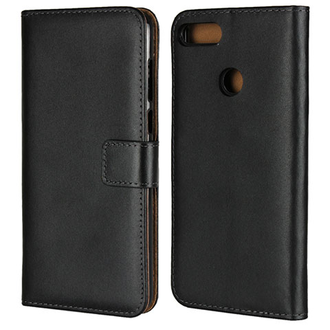 Coque Clapet Portefeuille Livre Cuir L01 pour Huawei Y9 (2018) Noir